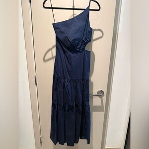 Milly One-Shoulder Dress in Deep Blue